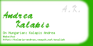 andrea kalapis business card